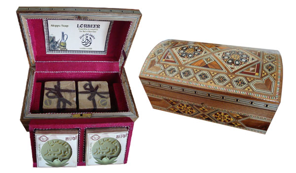 3-regalo Sapone di Aleppo: Lorbeer Small Bombeh Mosaic Box (333)